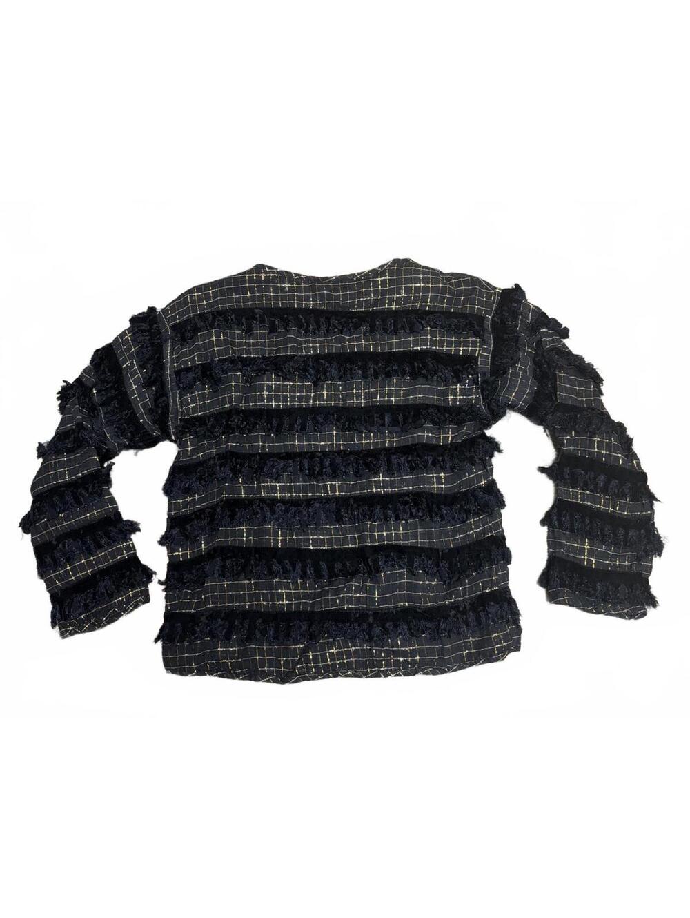 Paula Sweet Black and Gold Fringe Top